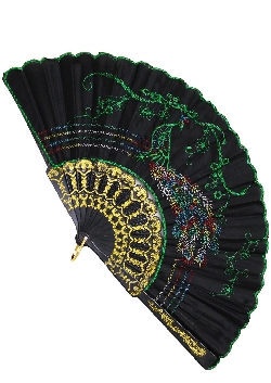 VENTAGLIO RICAMATO NERO-VERDE